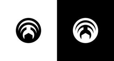 Internet W-lan Logo kabellos Radio Signal schwarz und Weiß Symbol Illustration Stil Designs Vorlagen vektor