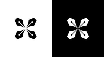 Stift und Kreuz Logo Vektor schwarz und Weiß Symbol Stil Design Vorlage