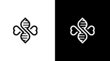 Liebe und DNA Logo medizinisch schwarz und Weiß Symbol Stil Designs Vorlagen vektor