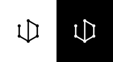 sexhörning logotyp teknologi kub svart och vit ikon illustration vektor stil mönster mallar