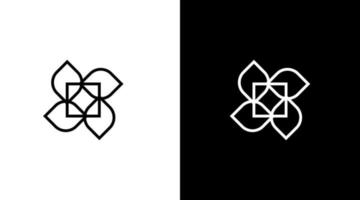 Platz Logo mit Blätter schwarz und Weiß Symbol Illustration Vektor Stil Designs Vorlagen