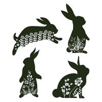 süß Blumen- Ostern Hase Hase Silhouette. Design Dateien zum Cricut und Laser- Schnitt vektor