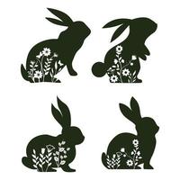 süß Blumen- Ostern Hase Hase Silhouette. Design Dateien zum Cricut und Laser- Schnitt vektor