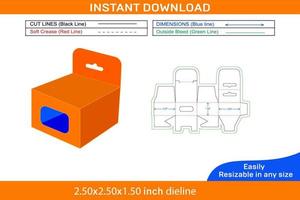 einrasten Unterseite sperren Handy, Mobiltelefon Ladegerät mit hängend Fenster Box Dieline Vorlage und 3d Box Design Box Dieline und 3d Box vektor