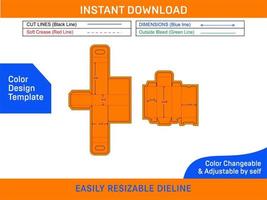 papper gåva låda, leksak resväska låda dö skära mall och 3d vektor fil Färg design mall