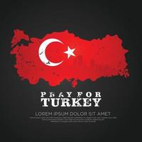 grunge stil turkiska flagga och Karta för hälsning kort vektor