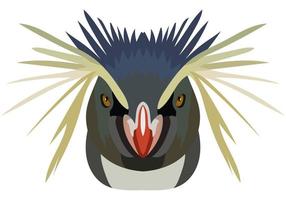 königlich Pinguin Gesicht. ein Illustration von das Schnauze von ein schön Vogel ist abgebildet. hell Porträt auf ein Weiß Hintergrund. Vektor Grafik. gefiedert Logo