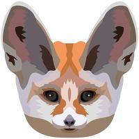 fennec Gesicht. ein Illustration von das Schnauze von ein klein ohrig Fuchs ist abgebildet. hell Porträt auf ein Weiß Hintergrund. Vektor Grafik. Tier Logo.