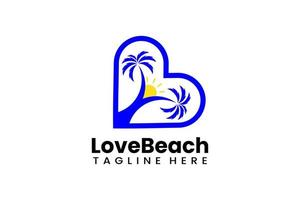 platt kärlek strand logotyp mall design illustration vektor