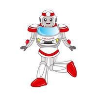 Krankenwagen Auto Roboter Charakter, Vektor, editierbar, geeignet zum Comics, Illustrationen, Färbung Bücher, Aufkleber, Poster, Webseiten, Drucken und Mehr vektor