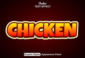 kyckling text effekt med grafisk stil och redigerbar. vektor