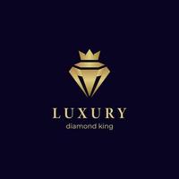 lyx diamant kung med Smycken elegant logotyp ikon design begrepp för Smycken affär företag identitet logotyp illustration vektor