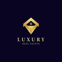 lyx diamant hus logotyp design, gyllene premie elegant verklig egendom logotyp design vektor mall