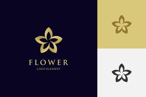 elegant golden Blume Logo Symbol Design Element mit Star kombiniert Design Konzept zum Schönheit, Haut Pflege, Kosmetika Marke Logo Symbol vektor