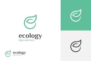runden Kreis einfach Brief e Ökologie Logo Design mit Blatt Symbol, Grün Umgebung einfach Logo Illustration einfach minimal linear Stil vektor