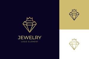 lyx linje diamant kung med Smycken elegant logotyp ikon design begrepp för Smycken affär företag identitet logotyp illustration enkel minimal linjär stil vektor