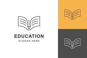 Buch und Bleistift Logo Design Linie Stil Vektor Element Symbol Symbol Design zum Bildung Schule, skizzieren Buch Logo Design