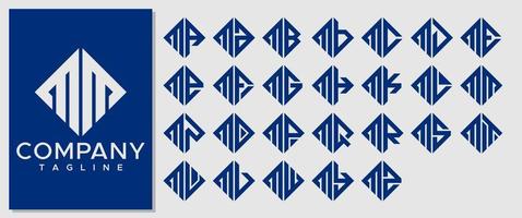 Luxus Platz Brief m Logo Design Vorlage. modern Linie mm m Brief Logo Vorlage. vektor