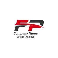 första brev fp logotyp företag namn färgad röd och mörk grå susa design. vektor logotyp för företag och företag identitet.