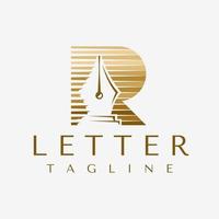 Abrechnung Brief r Logo Design Vorlage. Luxus Linie Initiale r Stift Logo. vektor