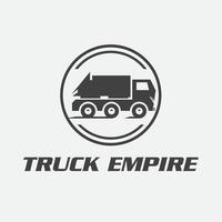 klassische schwere lkw-logo-embleme und abzeichen. LKW mit Anhänger und Kipplaster vektor