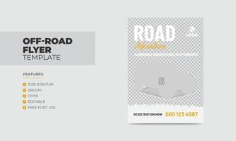 Off-Road-Flyer-Vorlage Straßenabenteuer-Poster-Design vektor