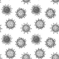 Viren nahtlos patten. wissenschaftlich Hand gezeichnet Vektor Illustration im skizzieren Stil. mikroskopisch Mikroorganismen