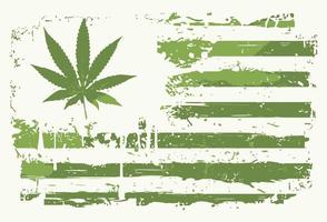 Marihuana amerikanisch Flagge mit Grunge Wirkung. Cannabis Blatt amerikanisch Flagge Illustration. vektor