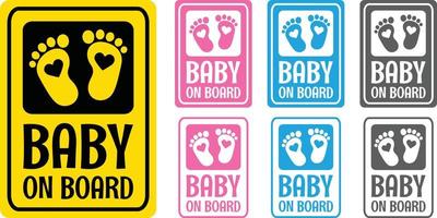Baby auf Tafel Slogan mit 7 anders Farbe Variationen. Ehefrau oder Mutter ist schwanger. eben Vektor Baby zitieren. Herz Zeichen im das Mitte von das Baby Fußabdruck.