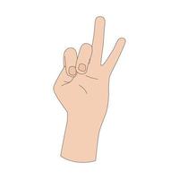 ein Hand Geste. das Nummer zwei. Zeichen Sprache. Vektor Illustration isoliert auf Weiß Hintergrund
