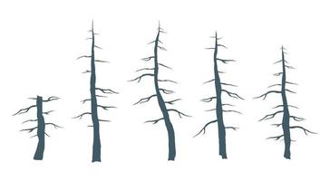 einstellen von fünf Silhouetten von trocken Bäume. trocken Holz vektor