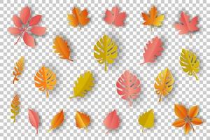 Papierkunst Herbstblätter isoliert vektor