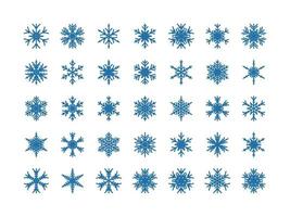 isolerad snöflinga samling vektor