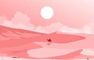 kamel ryttare korsar vidsträckta öken kulle arabiska landskap illustration vektor