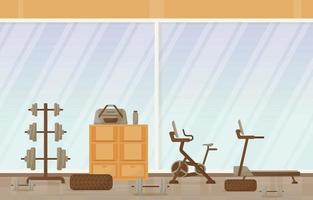 Fitness-Studio-Innenraum mit Bodybuilding-Ausrüstung Vektor-Illustration vektor