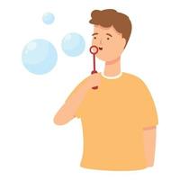 Junge weht Luftblasen Symbol Karikatur Vektor. Schaum Aktivität vektor