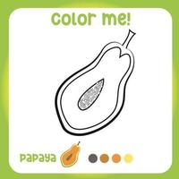 färg kalkylblad handla om frukt. pedagogisk tryckbar ark för barn. vektor illustration.
