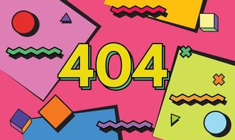 funky 404 Banner Zeichen im 90er Jahre Stil vektor