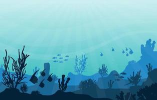 Unterwasserszene mit Fisch- und Korallenriffillustration vektor