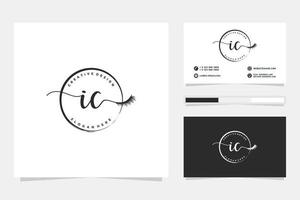 första ic feminin logotyp samlingar och företag kort templat premie vektor