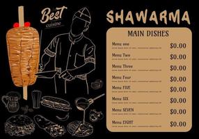 shawarma matlagning och ingredienser för kebab. vektor