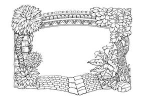 botanisch Rand mit tropisch Pflanzen. Gliederung Blumen- rahmen. Vektor. vektor