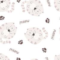 nahtlos Muster mit Karikatur Katzen, Dekor Elemente. bunt Vektor eben zum Kinder. Hand Zeichnung. Baby Design zum Stoff, drucken, Verpackung, Textil-