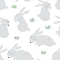 nahtlos Muster mit Hase. bunt Vektor eben zum Kinder. Hand Zeichnung. Baby Design zum Stoff, drucken, Verpackung, Textil-