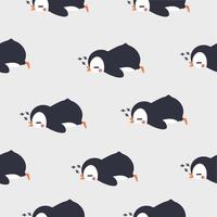 niedlicher Pinguin, der nahtlosen Musterhintergrund schläft vektor
