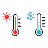 Thermometer Vektor Symbol Satz. heiß und kalt Wetter Illustration Symbol Sammlung.