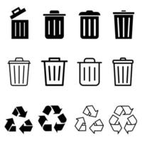 Müll Symbol Vektor Satz. recyceln Illustration Zeichen Sammlung. Grün Symbol.