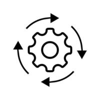 Arbeitsablauf Prozess Symbol im eben Stil. Ausrüstung Zahn Rad mit Pfeile Vektor Illustration auf Weiß isoliert Hintergrund. Arbeitsablauf Geschäft Konzept.