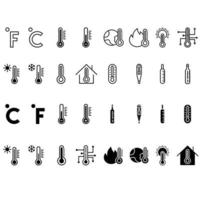 Thermometer Symbol Vektor Satz. Temperatur Illustration Zeichen Sammlung. Hitze Symbol oder Logo.