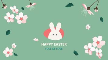 Lycklig påsk. trendig påsk design med blommor, ägg och kanin i pastell färger. modern minimalistisk stil. vektor illustration